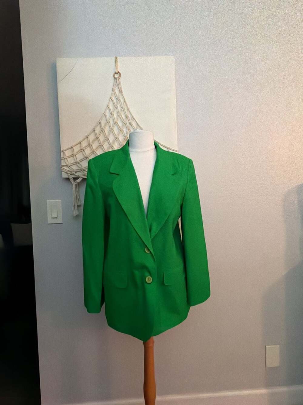 Worthington Vintage Kelly Green Rayon/Linen Blend Petite Blazer Size 10P